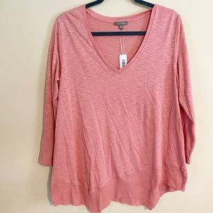 Lilla P 3/4 Rib Hem Asymmetrical Top